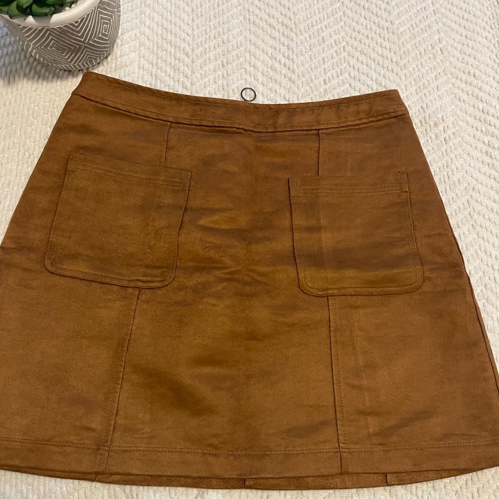 Old Navy Brown Faux Suede A-Line Mini Skirt Size 10